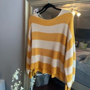 Fantastic Fawn Striped Yellow and Cream Women's Knit Sweater
